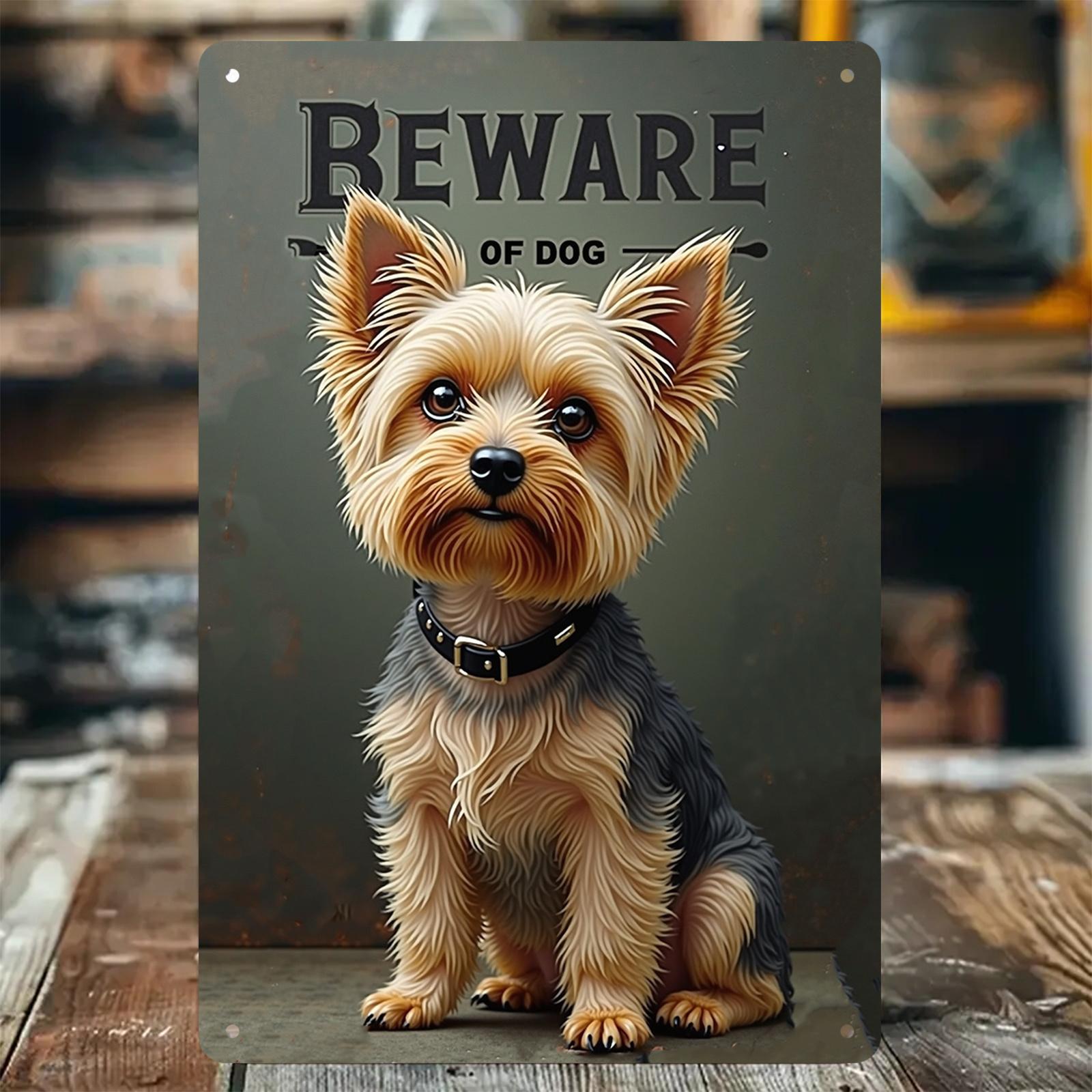 

Iron Wall Art Sign Beware of Dog Yorkshire Terrier Rustic Metal Decor (xcm) IndoorOutdoor Hanging Decorative Painti 20x30cm（7.8x11.8inch）