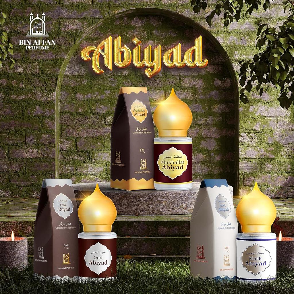 بينافان عود ابيض 6 مل سلسلة ابيض فاخرة تدوم طويلاً صنع في دبي عبوة من عطر عطار واحد مع ماء زمزم خالي من الكحول