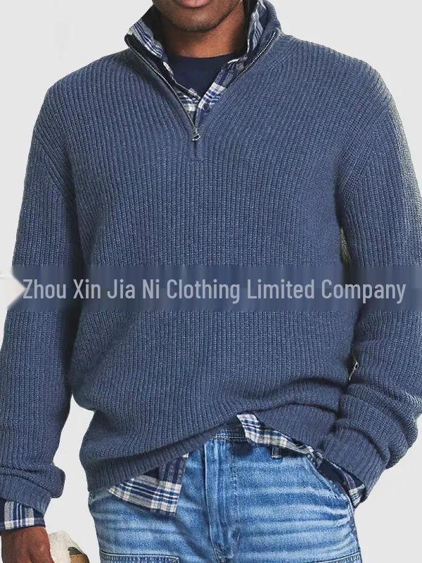 Men’s Business Casual Stand-Up Collar Zipper Sweater - Autumn/Winter 2025 Collection.