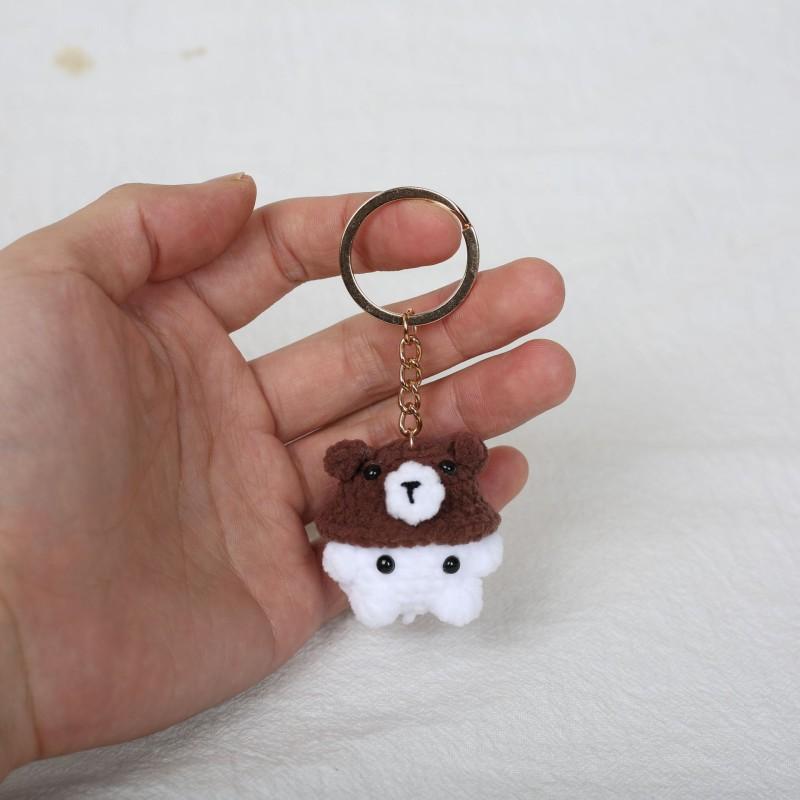 Mini Animal Doll Crochet Keychain For Car Keys Accessories Mini Cartoon Mushroom Series Knitting Doll Cute Keyrings Wholesale