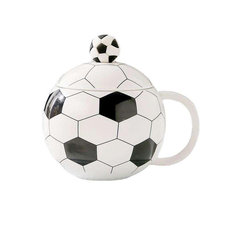 World Football Ceramic Cup with Lid, Sports Souvenir Planet Mug, Coffee Water Cups, Handheld Gift