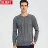Hengyuanxiang Men's Striped Pure Cashmere Crew Neck Sweater