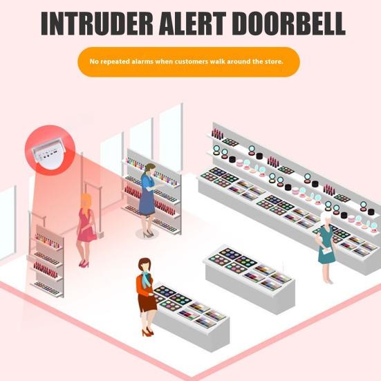 Motion Sensor Doorbell With 90Db Alarm Infrared Welcome Chime For Store Entrance