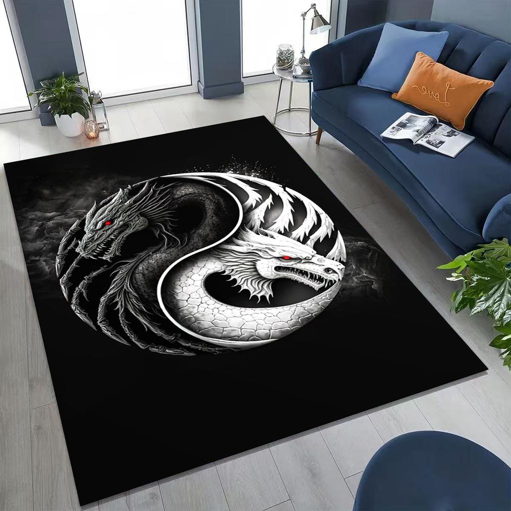 Nature Balance Yin Yang Tai Chi Black White Energy Rug for Bedroom Living Room Sofa Home Doormat Decor,Kids Non-slip Floor Mat
