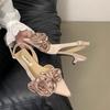 Fashion Pointed Toe French Flower Sandals for Women Spring and Summer Casual Sandals Women Ladies Shoes Low Heeled Women's Shoes