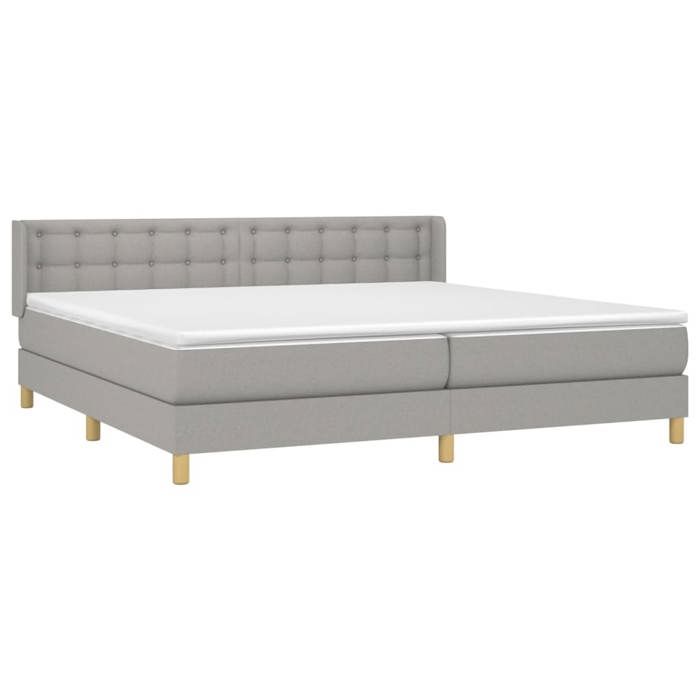 3130601 vidaXL Lit à sommier tapissier avec matelas Gris clair 160x200cm Tissu