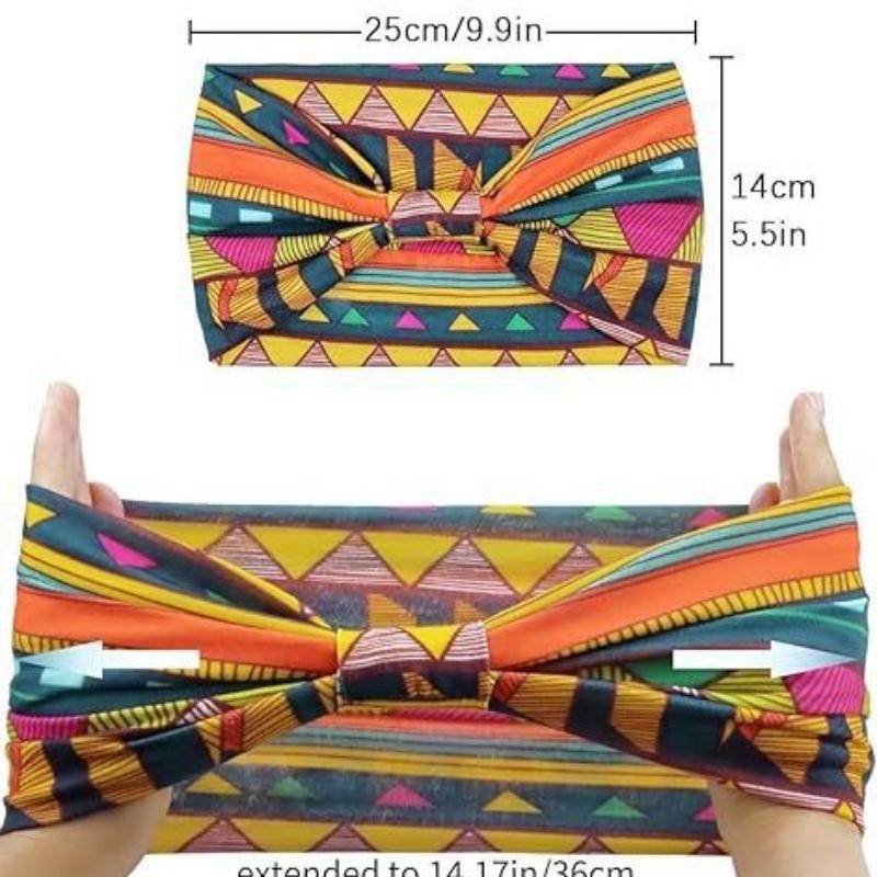 Hairband Bohemian Print Yoga Sports Headband Antiperspirant Sweat-Absorbent Elastic Cotton Headband Knotted Headband
