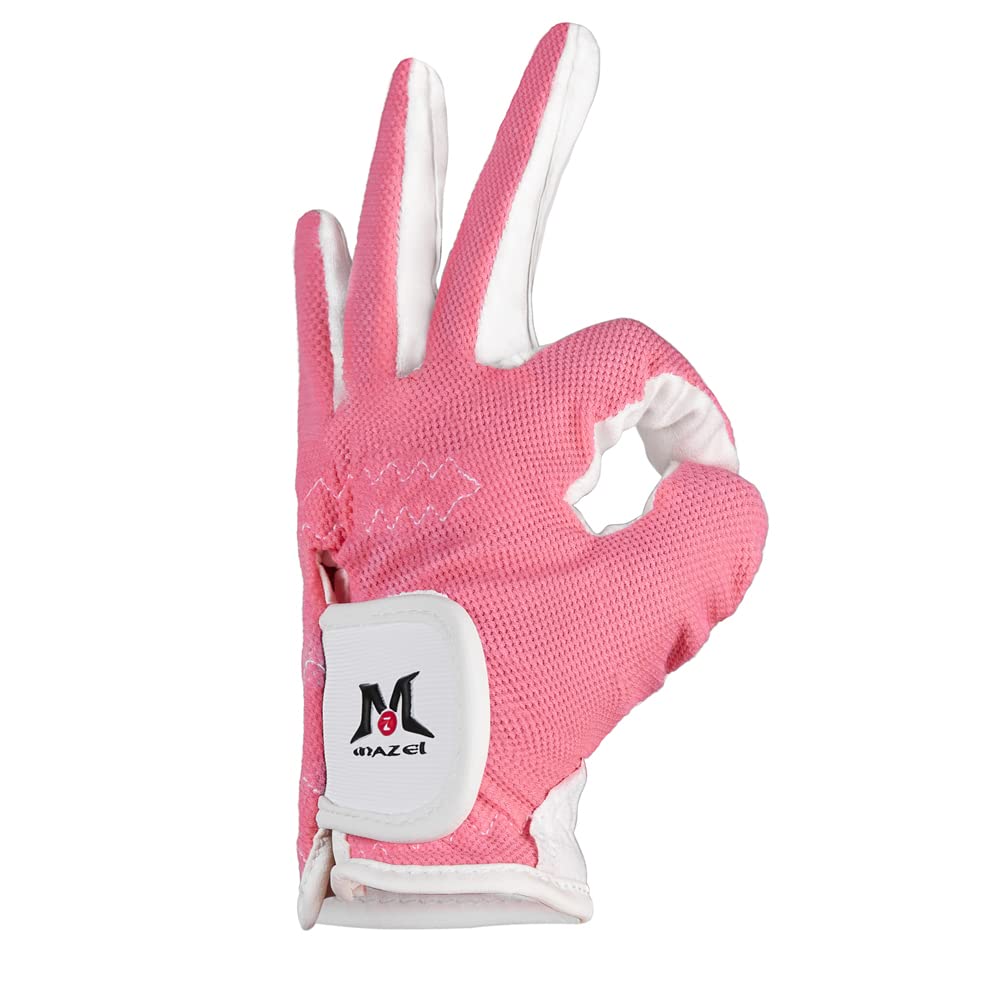 MAZEL Golf Gloves for and 1 Set Size Kids, Juniors, Children, Double-Handed, (Pink, Small)