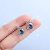Silver Needle Japanese Water Drop Sapphire Flower Earrings Women Light Luxury Temperament Wedding Plata