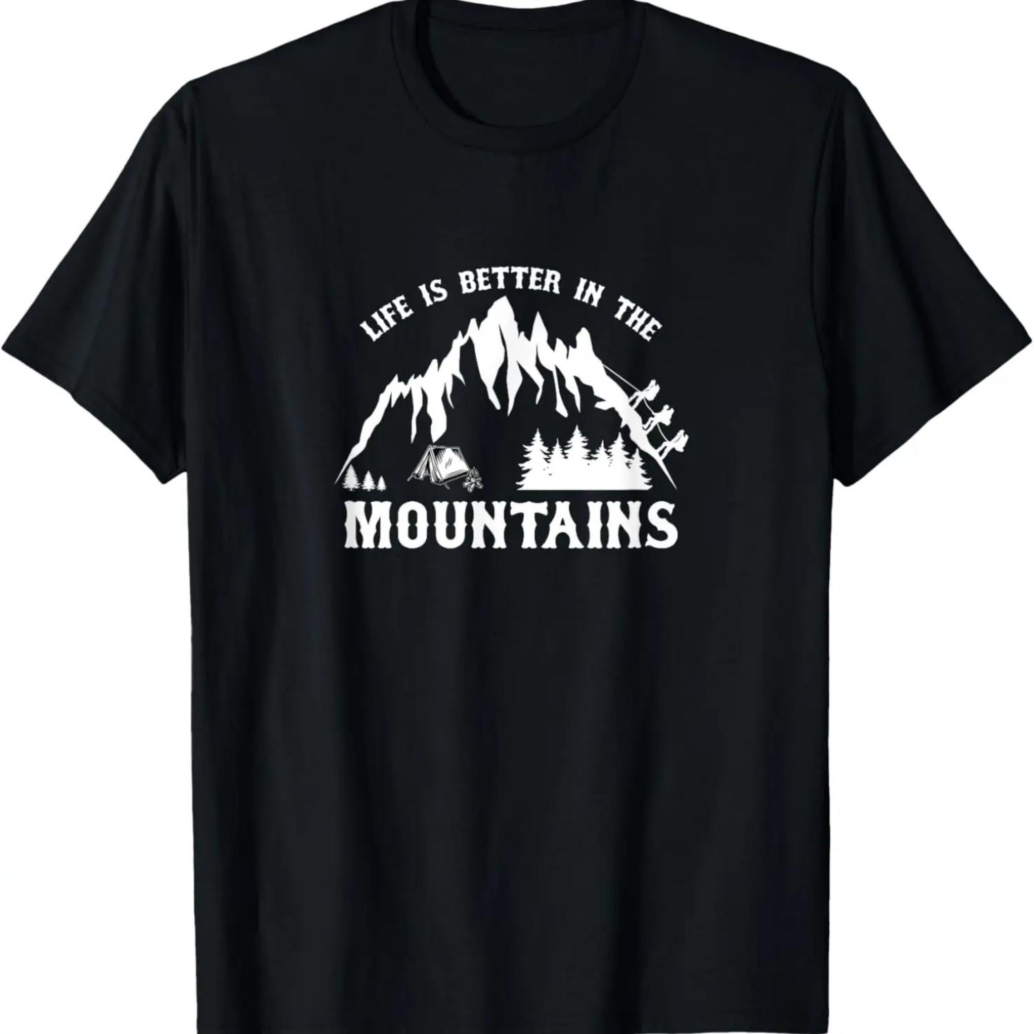 Life is Better in Mountains Hiking Camping Fathers Day Dad T-Shirt S