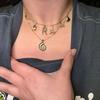 Boho Beach Pendant Necklace With Starfish Shell Charms Gold Stainless Steel Vacation Jewelry
