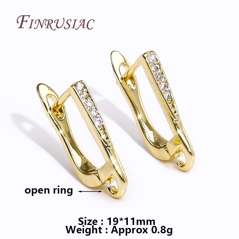 18K Gold/Rhodium Plated French Inlay Zircon Earwires Fastener Earring Hooks Clasps Fittings DIY Earring Making Accessories