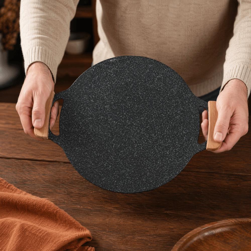 Black Korean Grill Pan Stone Coating Cooking Plate Easy To Clean BBQ Griddle  Tabletop BBQ