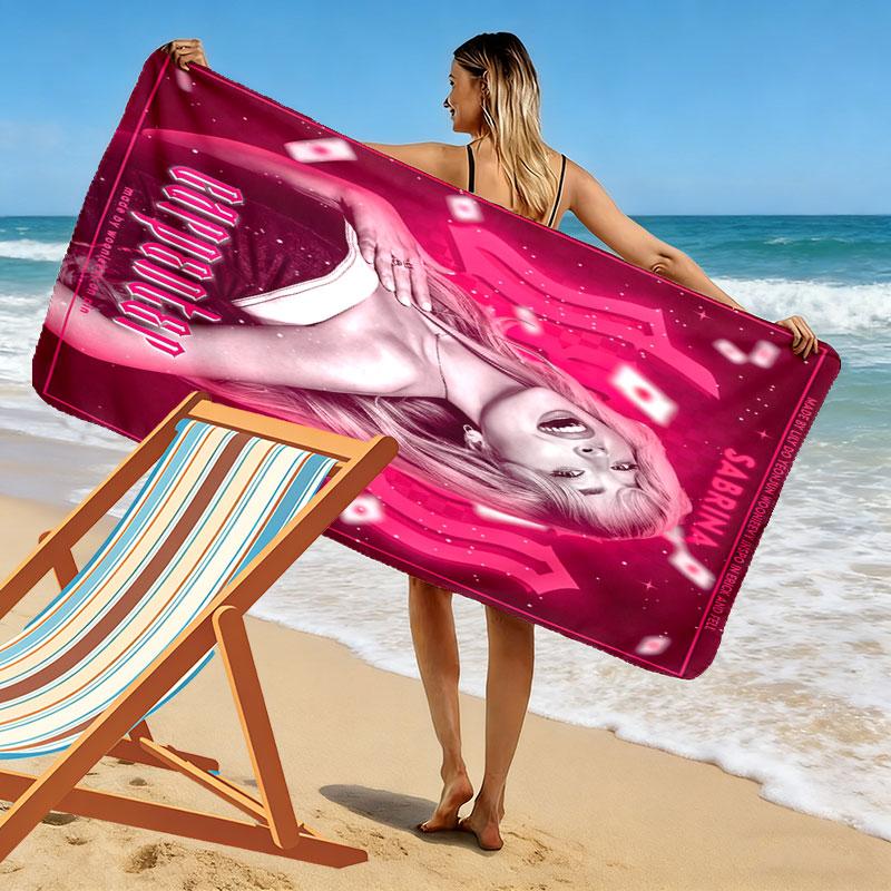 Sabrina Carpenter Magic Druck Strandtuch, Großes Weiches Schnelltrocknendes Handtuch für Strand Camping Schwimmen