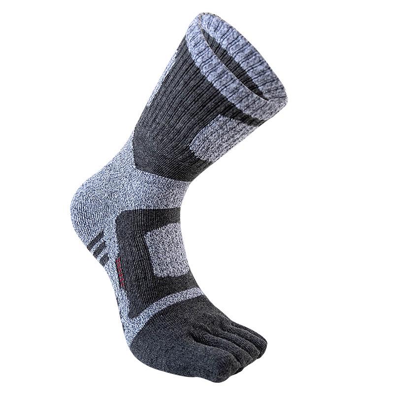 Men's Winter Thickened Five-Finger Cotton Socks: Odor-Resistant, Sweat-Absorbent, Breathable, High-Top Sports Split-Toe Socks.
