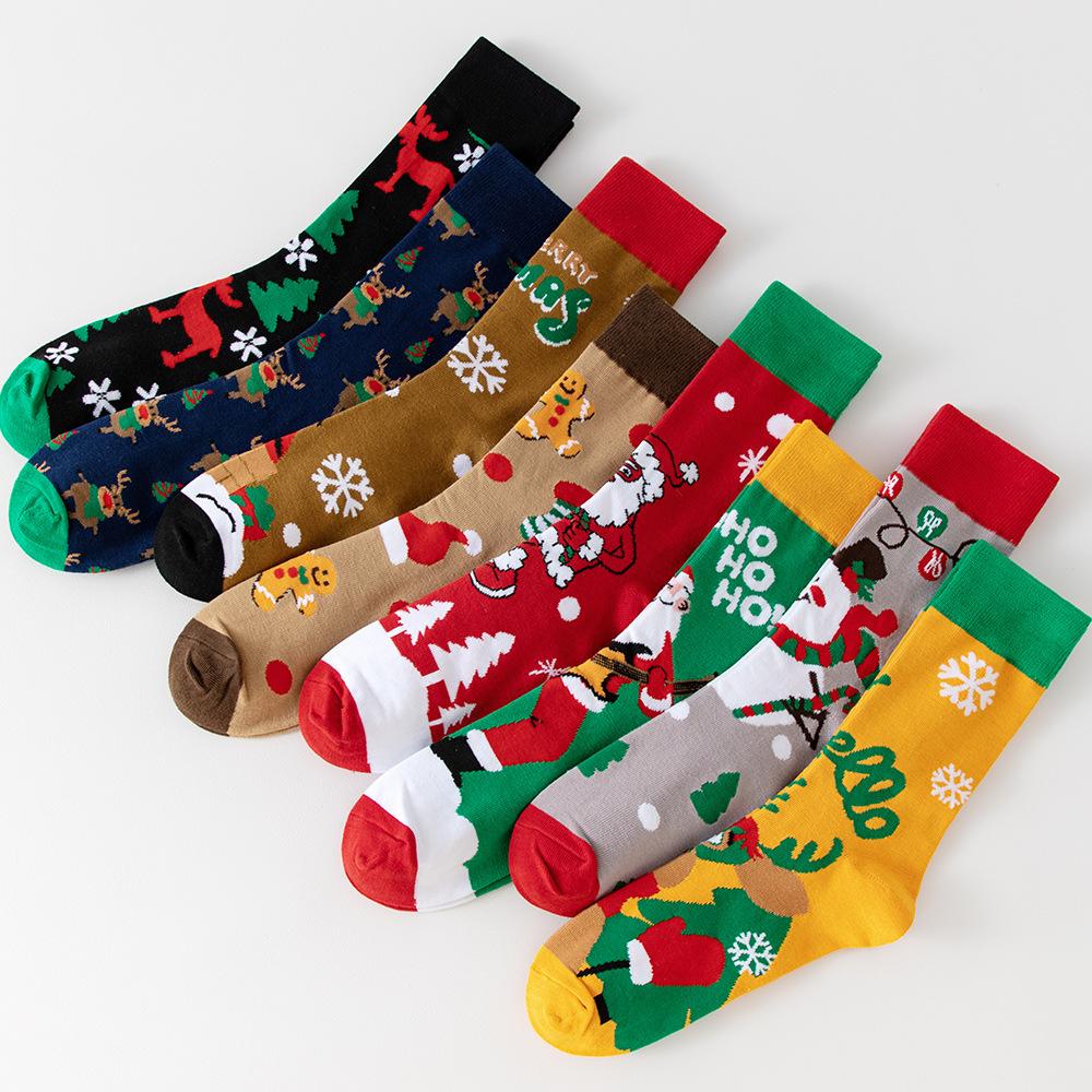 7 Pairs New Arrival Autumn Winter Women socks Cotton Long Christmas Socks Casual Men's Socks Santa Claus Christmas Gift 36-45