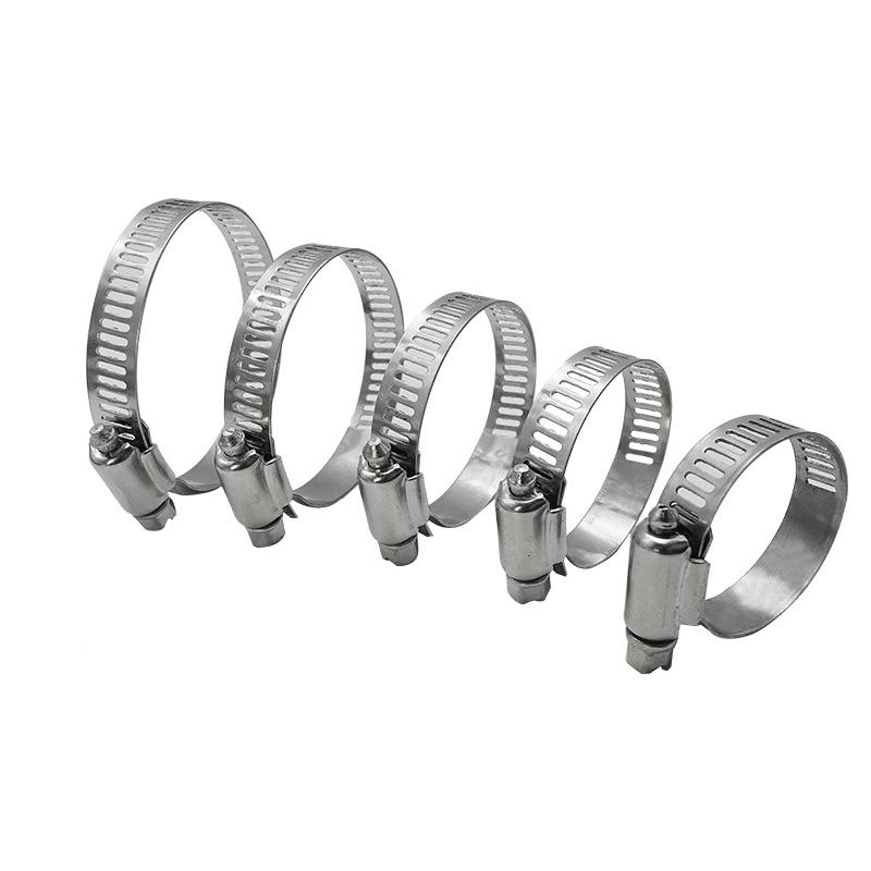 Amerikansk slangklämma i rostfritt stål: 10mm bred för köksfläkt och brandvattenledningar