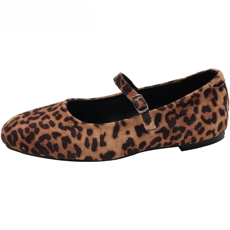 Leopard Print Women Loafers Flats Fashion Shallow Shoes 2025 Spring Ladies Elegant Soft Sole Mary Jane Shoes