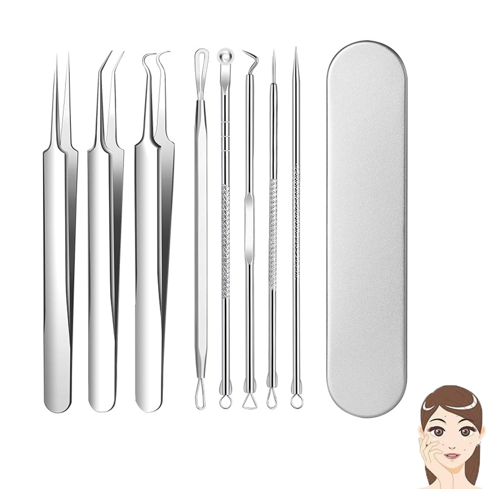 

Mirhua Blackhead Precision Tweezers with Acne Needles with Universal Blackhead and Hair Removal Designed by Skin Care Specialists for Pimple Blackhead