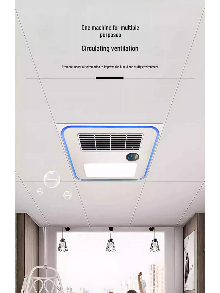 Exquisite Good Wife Warm Air Bath Heater with Light, Exhaust, and Ventilation - Integrated Ceiling Gypsum Board Compatible.