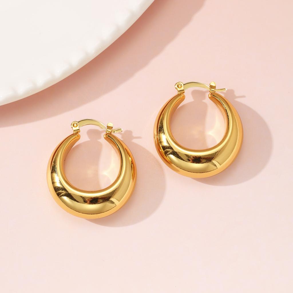 Golden Small Chunky Hoop Earrings for Women Lightweight Statement Party Jewelry Gift