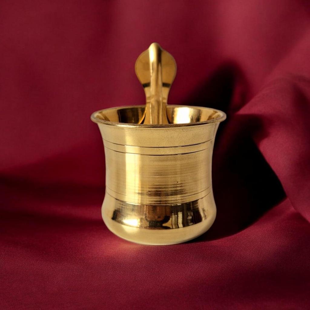 Brass Panchpatra Set with Snake Head Design Spoon(Udarini) | Pooja Accessory for Home or Office Temple