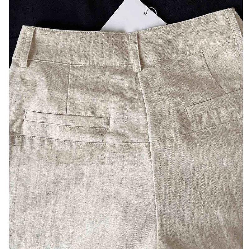 Pantalones anchos de lino y algodón Tencel para mujer con protección solar