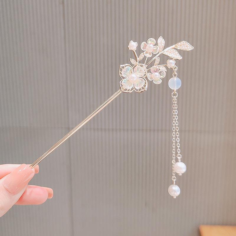 Lily of the valley ancient style walking hairpin high sense classical pearl hanfu hairpin hairpin summer cheongsam disc hair hairpin