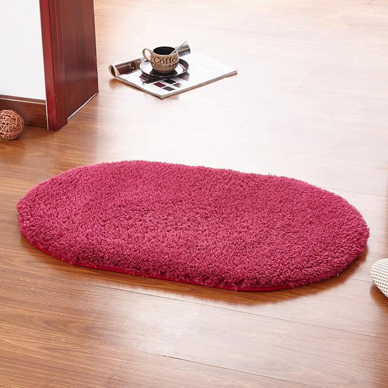 Water Absorbent Oval Plush Non-Slip Floor Mat Rug Living Room Doormat Carpet