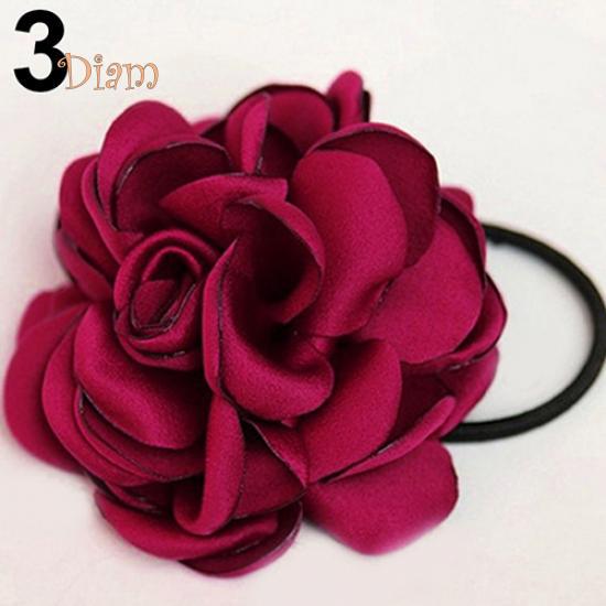 Tenfyer Hair Band Rope Camellia Flower Ponytail Holder Scrunchie Hairband Accessory