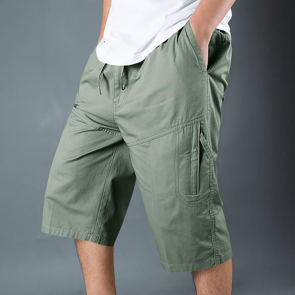 Leichte lässige Herren-Cargo-Shorts mit mehreren Taschen, Kordelzug in der Taille, lockere Passform für Outdoor-Aktivitäten und den täglichen Gebrauch