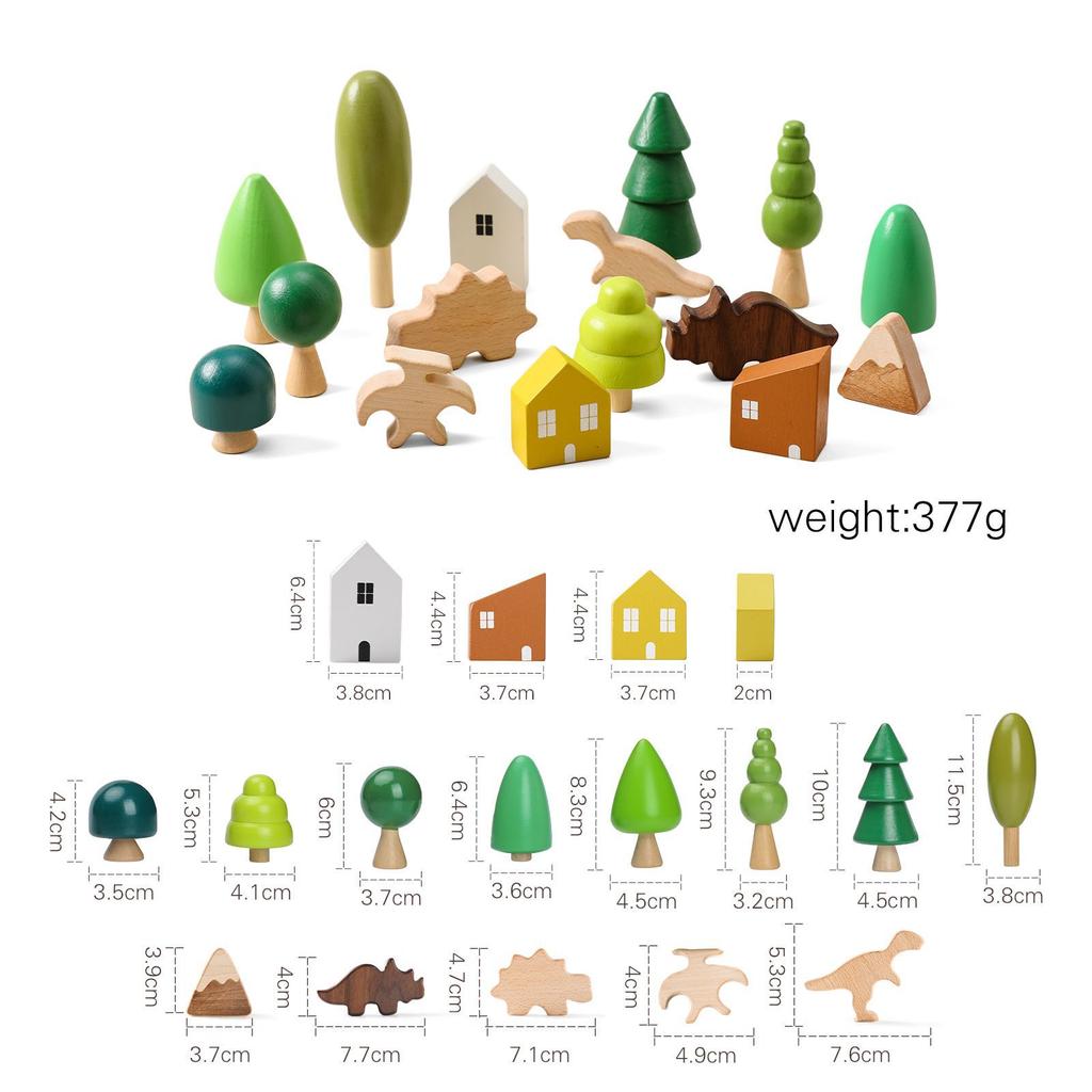 Baby Holzbaum Pilz Bausteine Spielzeug für Kinder Handgefertigt Grüner Wald Bunt Kind Montessori Lernspielzeug YZ13