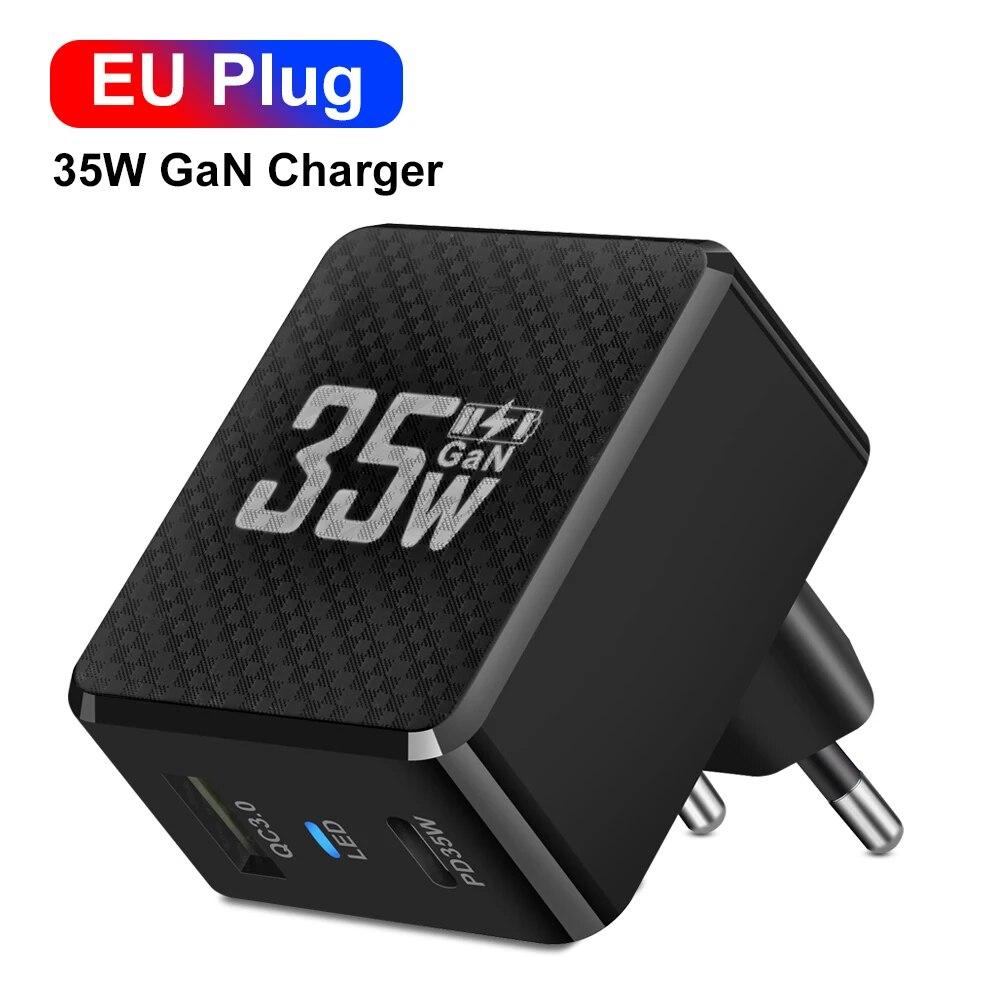 35W GaN USB Typ C Ladegerät Tablet Schnellladegerät QC3.0 PD3.0 Ladeadapter für iPhone 15 Xiaomi Poco F5 Laptop-Ladegerät