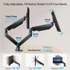 Dual Monitor up to 32 inches and 19.8 lbs per Screen Mechanical Arm Desk Mount VESA 100x100mm Height Adjustable Monitor Stand