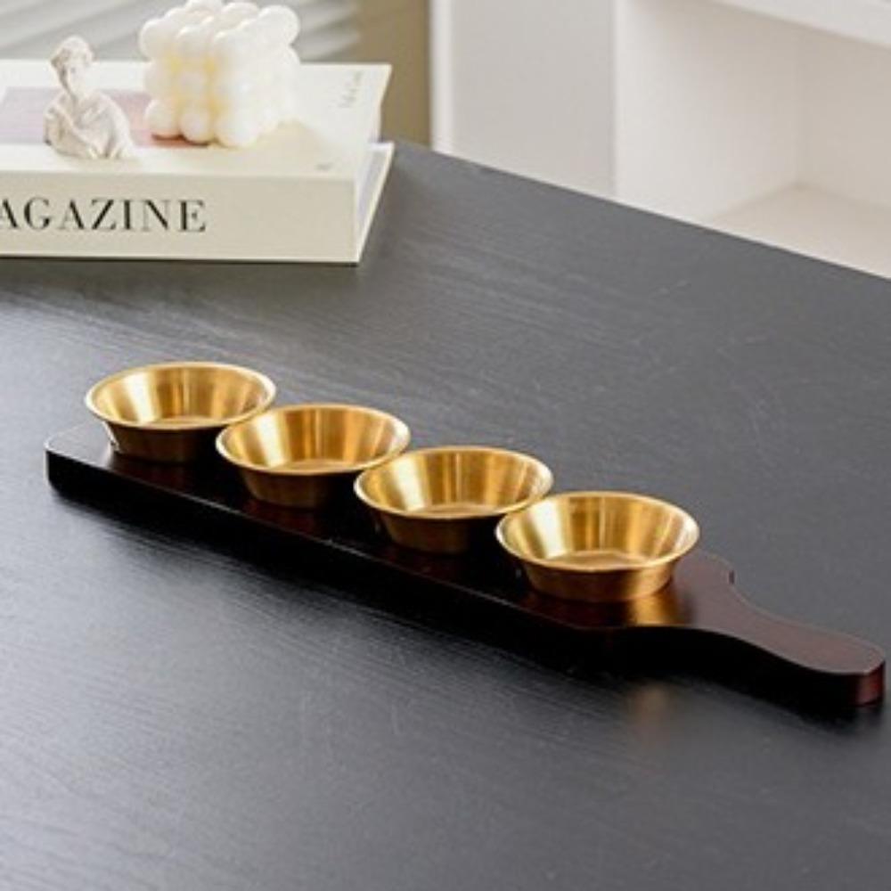 Multi-function Divided Dipping Dish Elegant Snack Dish Stainless Steel Seasoning Plate  Barbecue