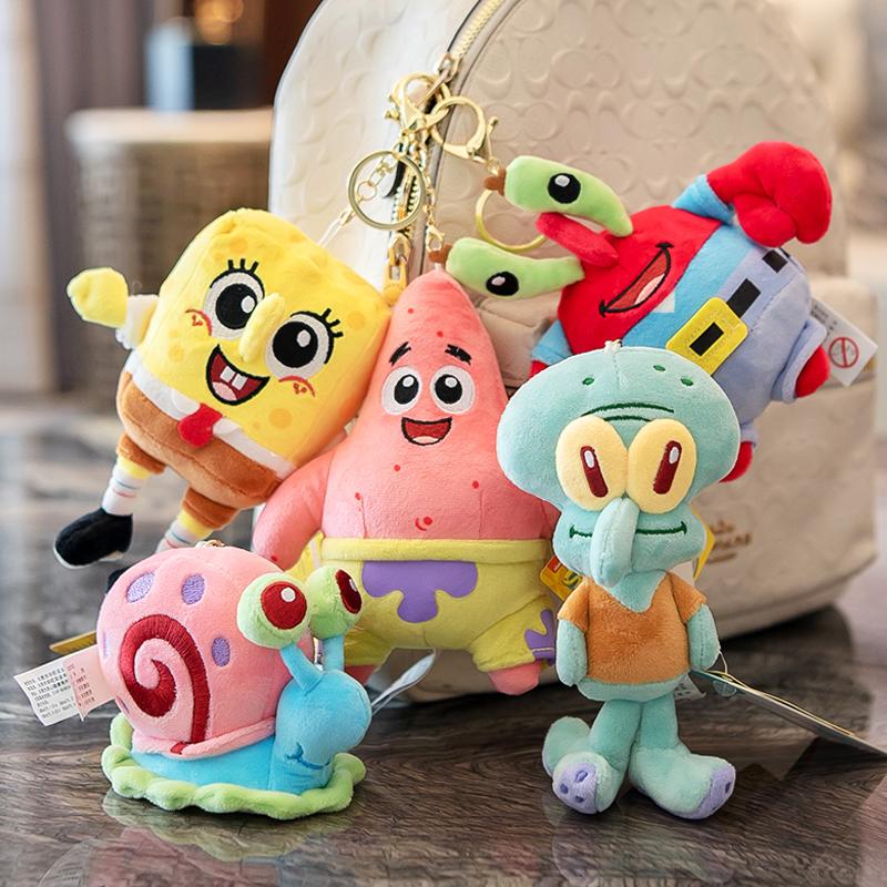 Anime Spongebob Squarepants Patrick Star Squidward Eugene H. Krabs Gary Stuffed Plush Toy Pendant Keychain Birthday Gift For Kid