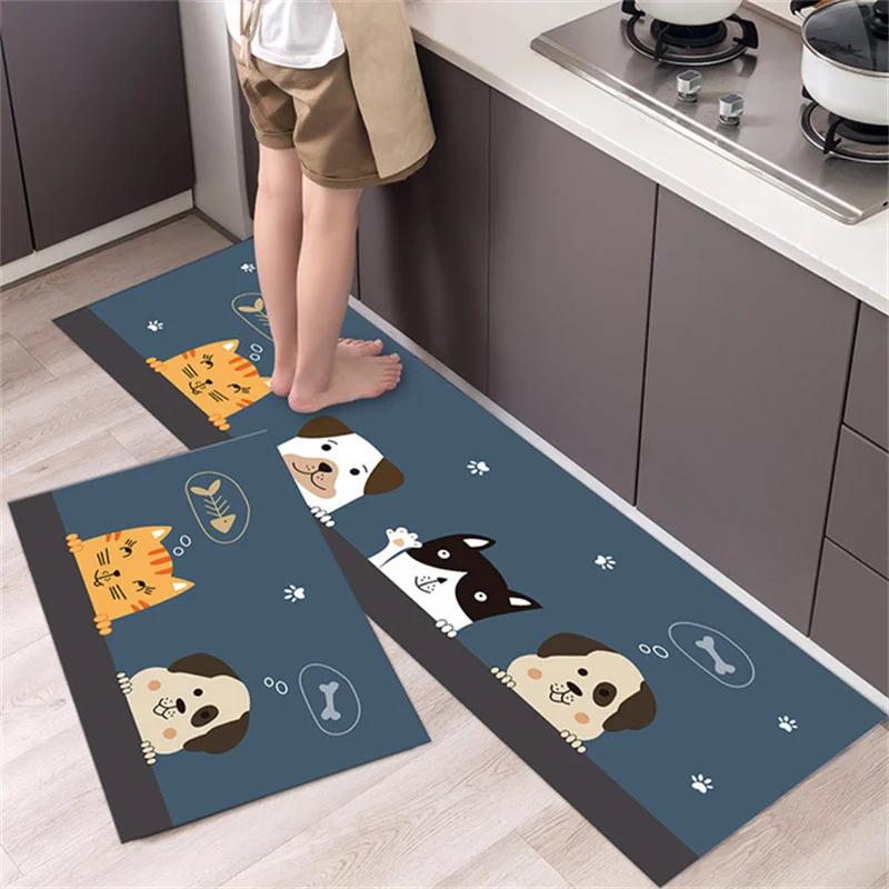 Cartoon Non-slip Soft Kitchen Mat Home Long Strip Kitchens Rug Set Entrance Doormat Washable Hallway Carpet Bath Living Room Rug
