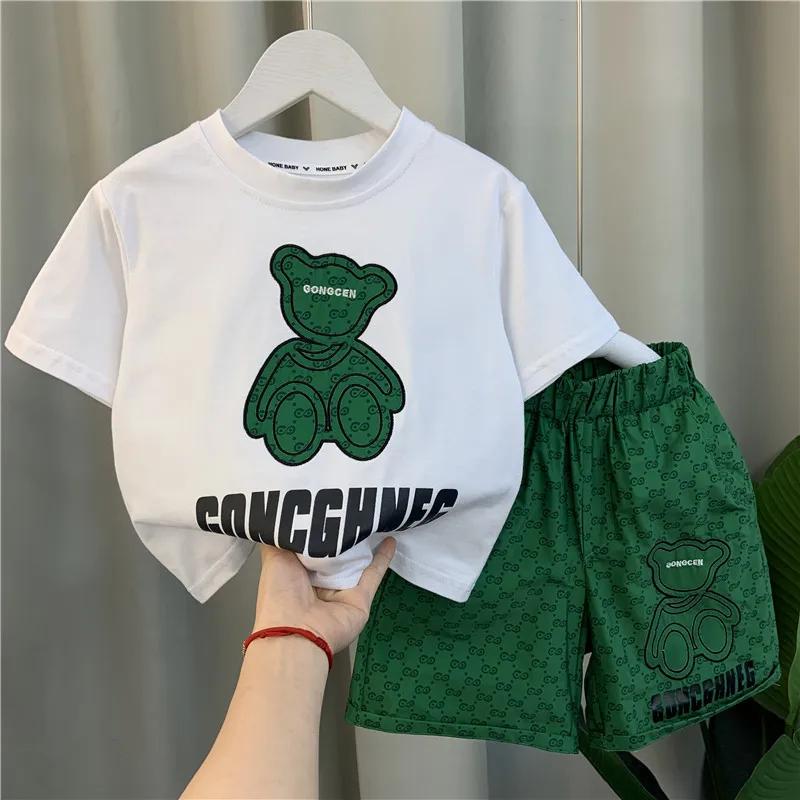 Children s set cartoon bear T-shirt and shorts 150