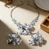 Popular European and American Exaggerated Oversized Flower Necklace Earrings Set Jewelry Dress Banquet Party Accessories Gold