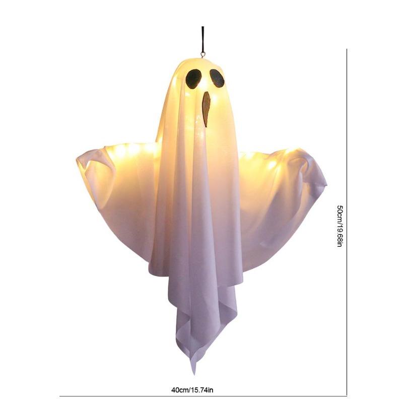 2/1pcs Halloween LED Glowing Ghost Hanging Lights, Horror Haunted House Props, Waterproof Indoor Outdoor Ornaments, Bar Home Party Decoration Supplies