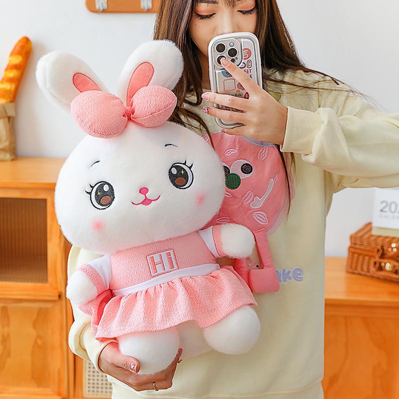 Cute Couple Bunny Stuffed Toy Skirt Little White Rabbit Doll Girl Bed Sleeping Pillow Gift Large Size