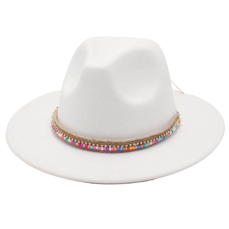 Pălărie înaltă Stil Etnic Lanț de Mărgele Lucrat Manual Pălărie Jazz Pălărie Fedorado pentru Spectacol Culoare Pălărie