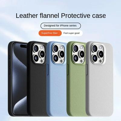 Luxuriöse Magsafe-Lederhüllen für IPhone 15 14 13 12 Pro Max Plus, hochwertige Flanell-Originalabdeckung mit magnetischer Rückseite