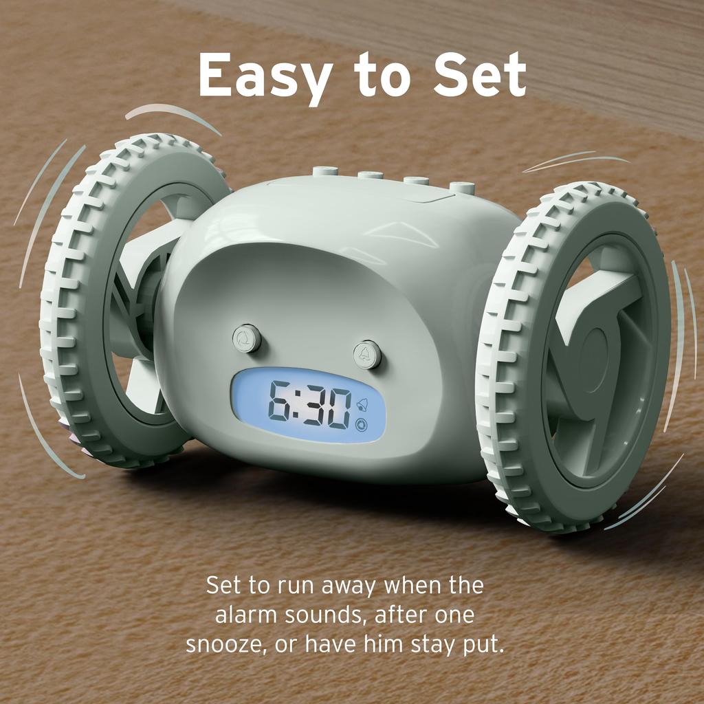 Clocky Super Loud Alarm Clock for Wheel Easy To Super Smart Snooze Digital Bed Shaker Alarm Funny Gift for and Bedrooms Sleepers, Roll-Away Vibration,