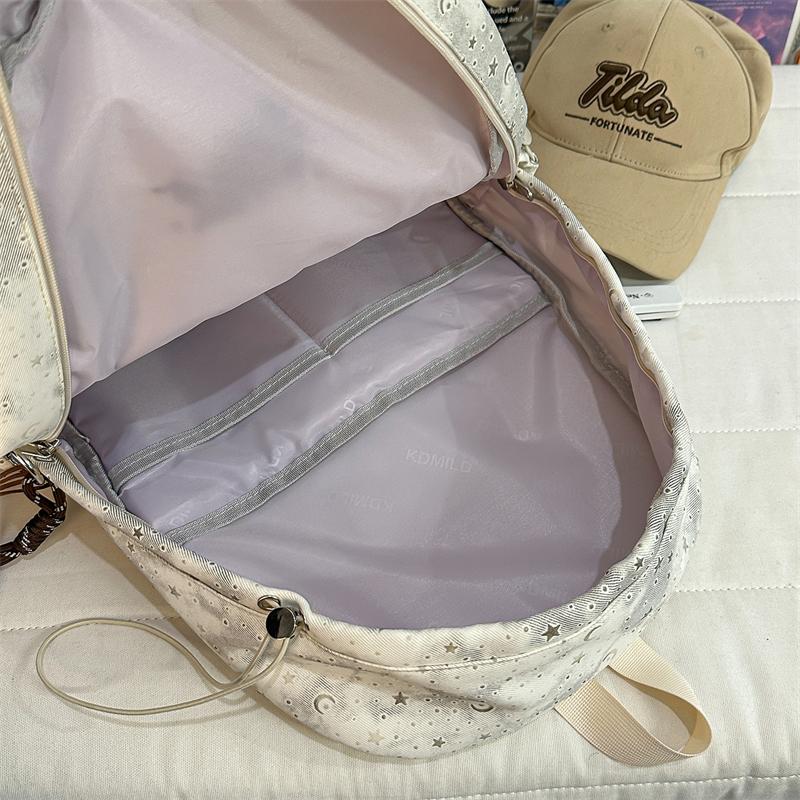 Zaino da Donna con Stampa Stelle e Luna – Carino Design Cosmico Borsa da Scuola con Tasche Multiple e Spallacci Regolabili – Perfetto per l'Uso Quotidiano