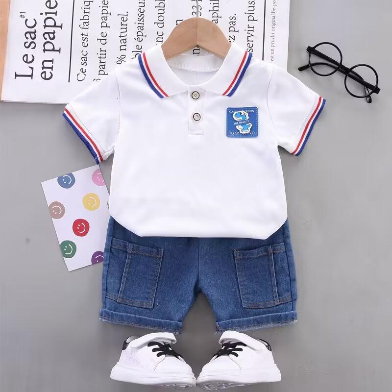 Summer Boys' Clothing Set Children's Striped Short Sleeve Top and Shorts Two-piece Set