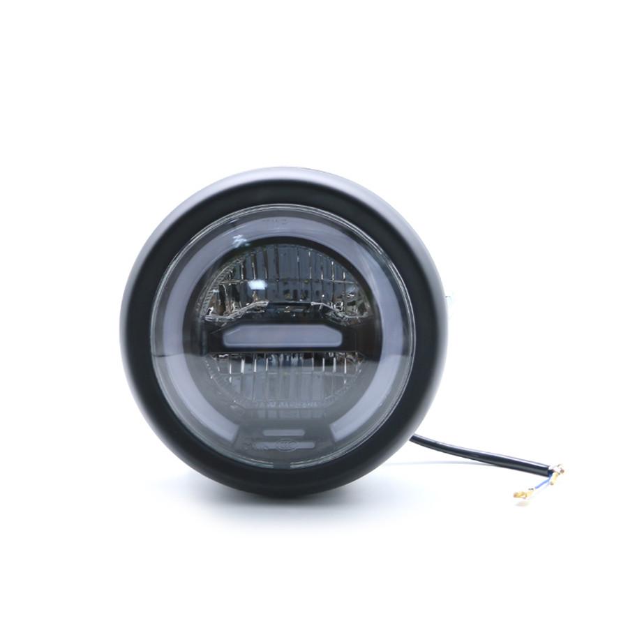 Universal Retro Motorcycle LED Headlamp Daylight White Halo Angel Eye Headlight