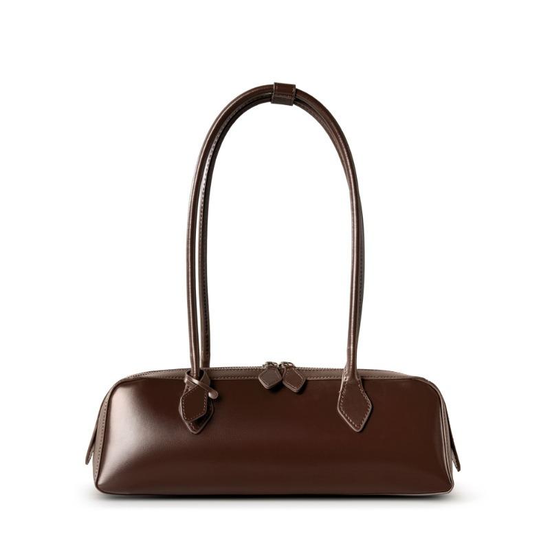 Women's new niche design single shoulder large capacity cowhide underarm bag long red baguette bag women