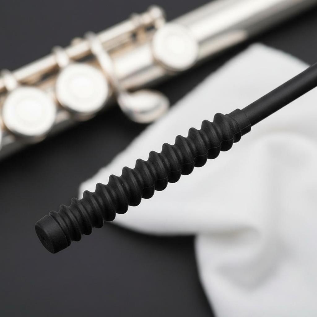 Flute Cleaning Rod Spiral Design DoubleSided Absorbent Cover Fit Wind Instrument