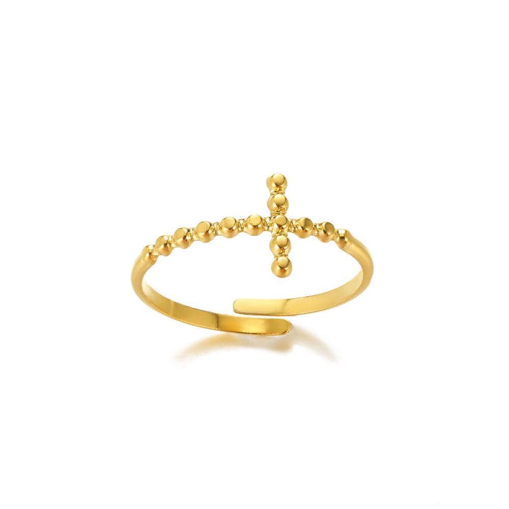 Vintage Jesus Cross Rings For Women Men Gold Color Stainless Steel Jesus Cross Adjustable Ring Religious Party Jewelry Gift